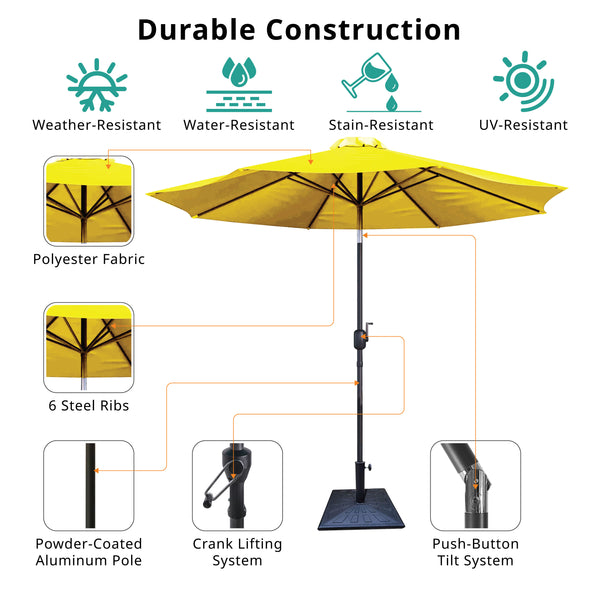 9 Feet Pole Umbrella with Carry Bag and Base