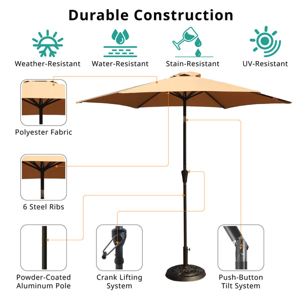 9 Ft Pole Umbrella with Carry Bag and Base