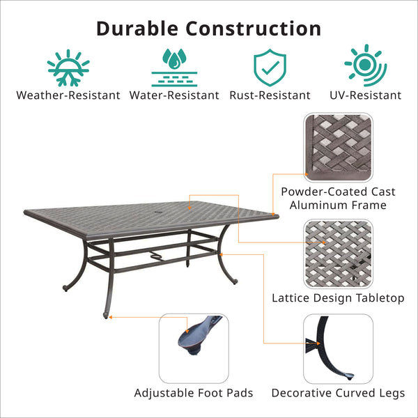 Sparta 46x86 Inch Cast Aluminum Rectangle Table