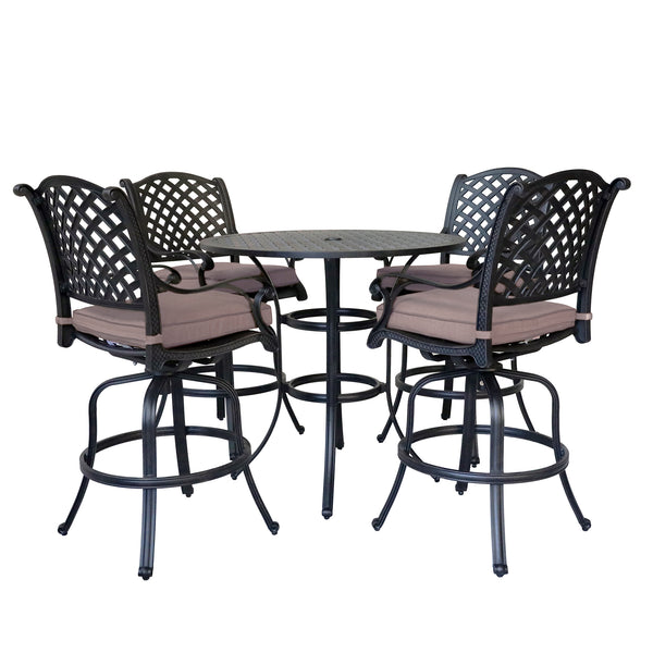 Sparta 5-Piece Cushioned Counter Set, 42" Round Counter Table