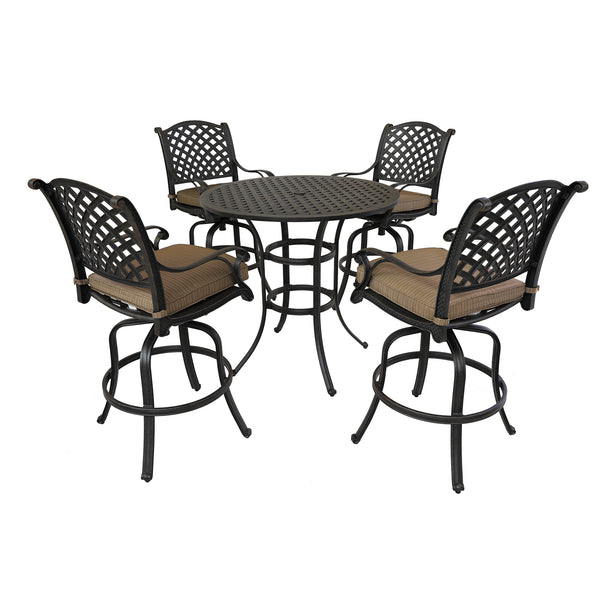 Sparta 5-Piece Cushioned Counter Set, 42" Round Counter Table