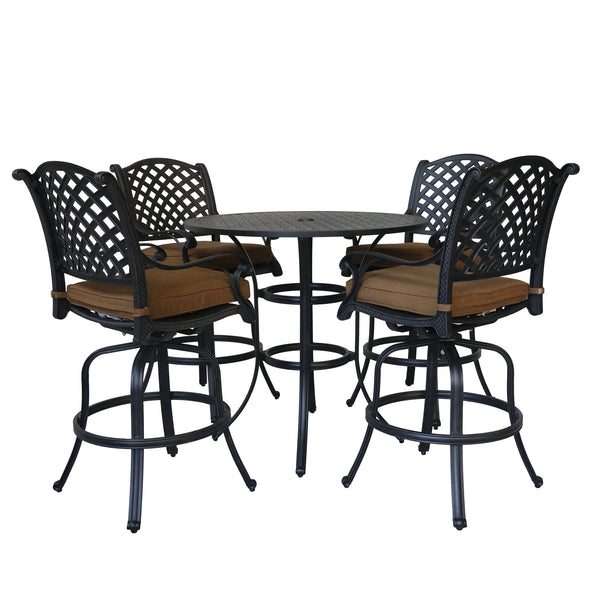 Sparta 5-Piece Cushioned Counter Set, 42" Round Counter Table