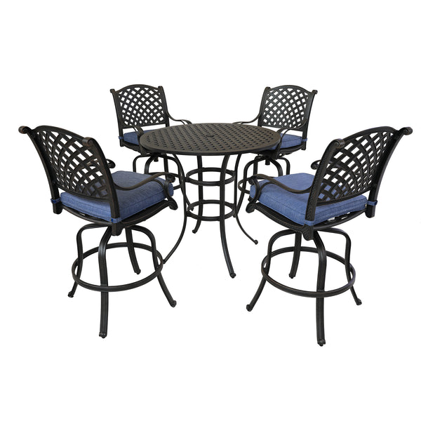 Sparta 5-Piece Cushioned Counter Set, 42" Round Counter Table