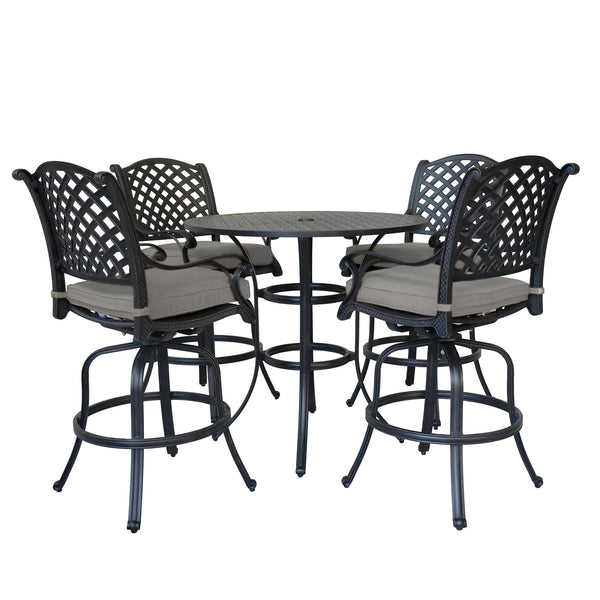 Sparta 5-Piece Cushioned Counter Set, 42" Round Counter Table
