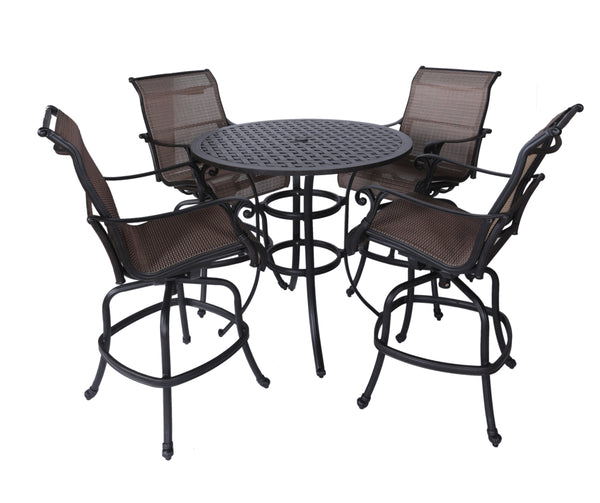 Sparta 5-Piece Sling Counter Set, 42" Round Counter Table