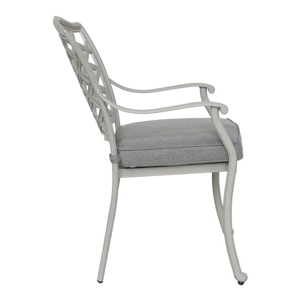 Florence Aluminum Dining Arm Chairs with Cushion: Modern Design, Durable and All-Weather Dining chairs for Outdoor, Patio, and Garden, Set of 2