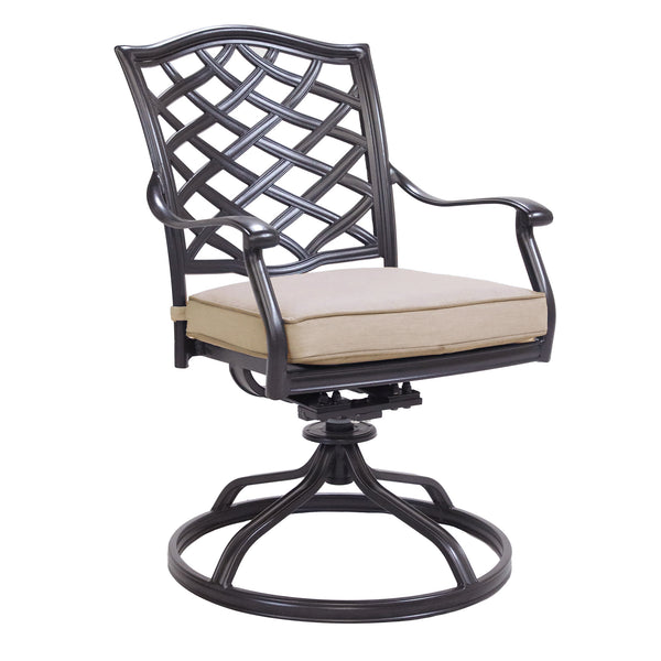Florence Aluminum Swivel Dining Chairs with Cushion - Modern Design, Durable and All-Weather Armchairs for Outdoor, Patio, and Garden, Set of 2