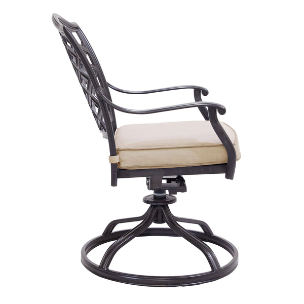 Florence Aluminum Swivel Dining Chairs with Cushion - Modern Design, Durable and All-Weather Armchairs for Outdoor, Patio, and Garden, Set of 2
