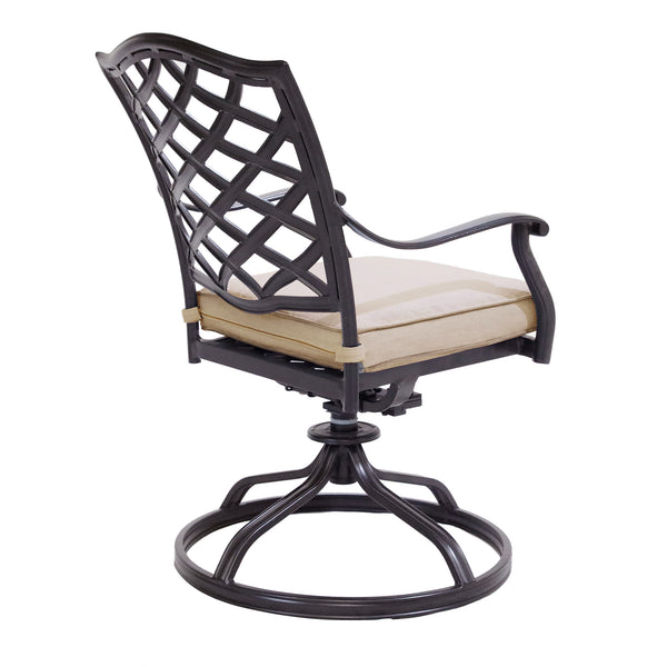 Florence Aluminum Swivel Dining Chairs with Cushion - Modern Design, Durable and All-Weather Armchairs for Outdoor, Patio, and Garden, Set of 2