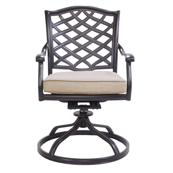 Florence Aluminum Swivel Dining Chairs with Cushion - Modern Design, Durable and All-Weather Armchairs for Outdoor, Patio, and Garden, Set of 2