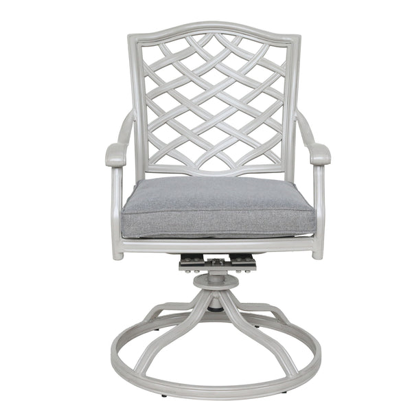 Florence Aluminum Swivel Dining Chairs with Cushion - Modern Design, Durable and All-Weather Armchairs for Outdoor, Patio, and Garden, Set of 2