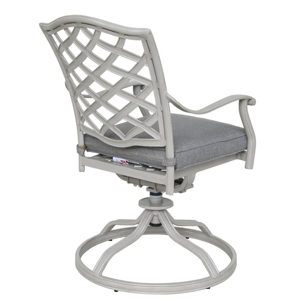 Florence Aluminum Swivel Dining Chairs with Cushion - Modern Design, Durable and All-Weather Armchairs for Outdoor, Patio, and Garden, Set of 2