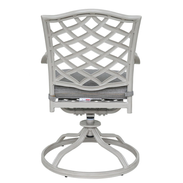 Florence Aluminum Swivel Dining Chairs with Cushion - Modern Design, Durable and All-Weather Armchairs for Outdoor, Patio, and Garden, Set of 2