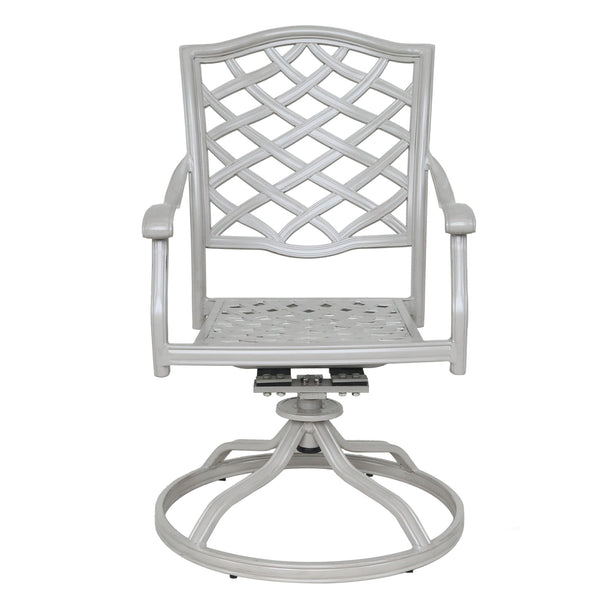 Florence Aluminum Swivel Dining Chairs with Cushion - Modern Design, Durable and All-Weather Armchairs for Outdoor, Patio, and Garden, Set of 2