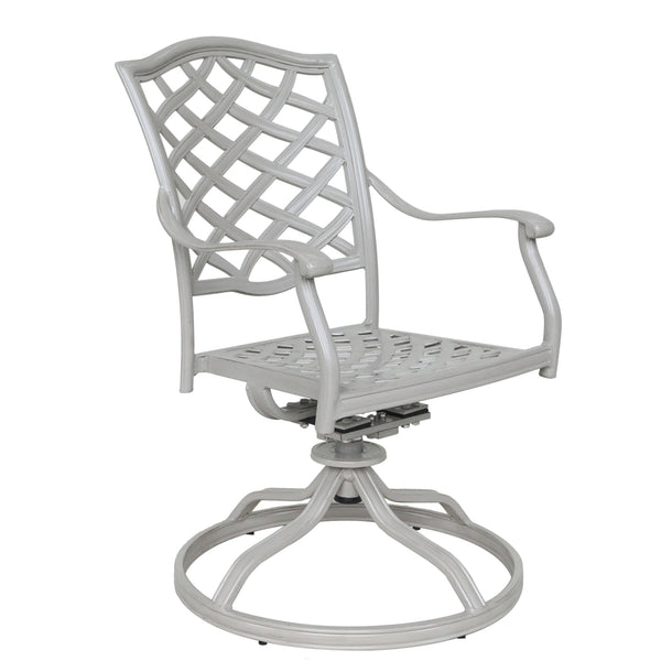 Florence Aluminum Swivel Dining Chairs with Cushion - Modern Design, Durable and All-Weather Armchairs for Outdoor, Patio, and Garden, Set of 2