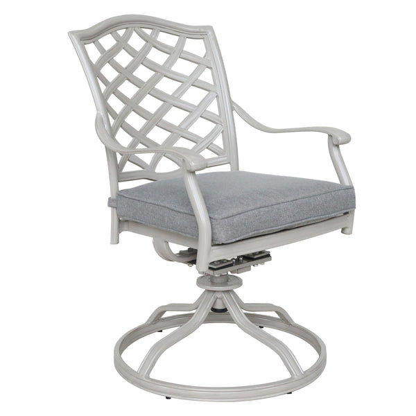 Florence Aluminum Swivel Dining Chairs with Cushion - Modern Design, Durable and All-Weather Armchairs for Outdoor, Patio, and Garden, Set of 2