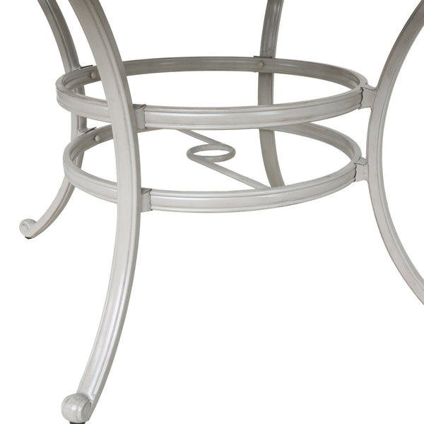 Florence Premium Aluminum 49"" Round Dining Table with Umbrella Hole: Weather-Resistant, Durable, Modern Outdoor Furniture for Patio and Garden