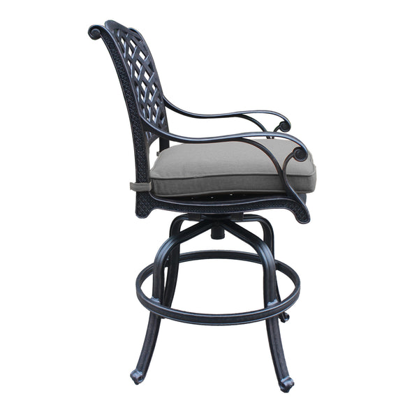 Sparta Cast Aluminum Counter Stool With Cushion, Set of 2