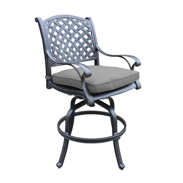 Sparta Cast Aluminum Counter Stool With Cushion, Set of 2