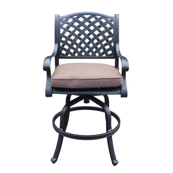 Sparta Cast Aluminum Counter Stool With Cushion, Set of 2