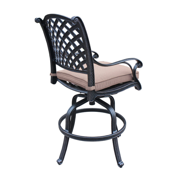 Sparta Cast Aluminum Counter Stool With Cushion, Set of 2