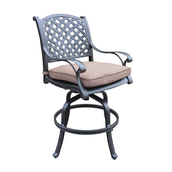 Sparta Cast Aluminum Counter Stool With Cushion, Set of 2