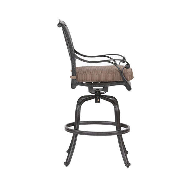 Sparta Cast Aluminum Counter Stool With Cushion, Set of 2