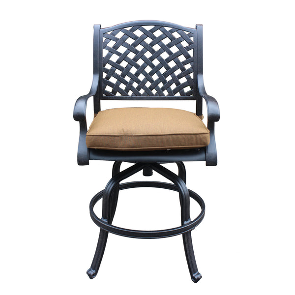 Sparta Cast Aluminum Counter Stool With Cushion, Set of 2