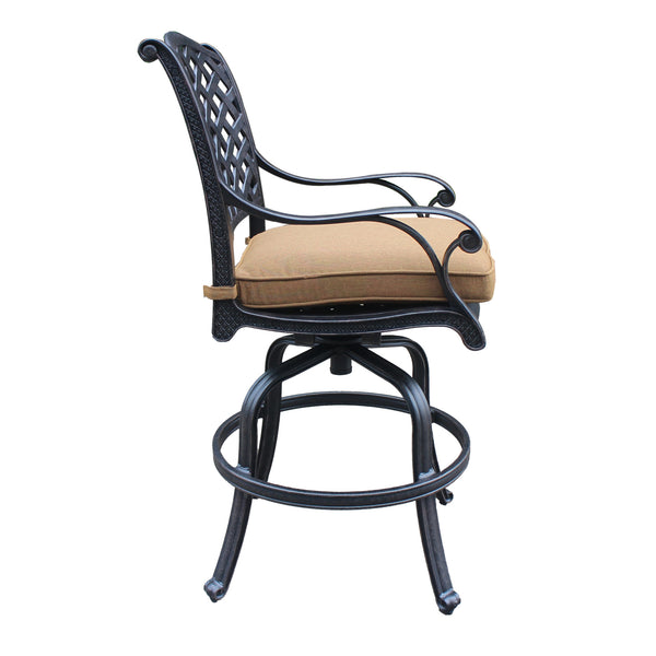 Sparta Cast Aluminum Counter Stool With Cushion, Set of 2