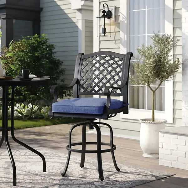 Sparta Cast Aluminum Counter Stool With Cushion, Set of 2