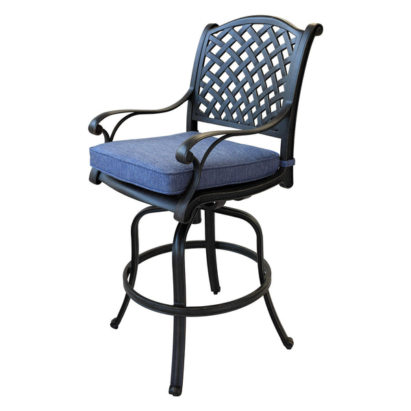 Sparta Cast Aluminum Counter Stool With Cushion, Set of 2