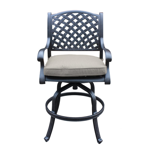 Sparta Cast Aluminum Counter Stool With Cushion, Set of 2