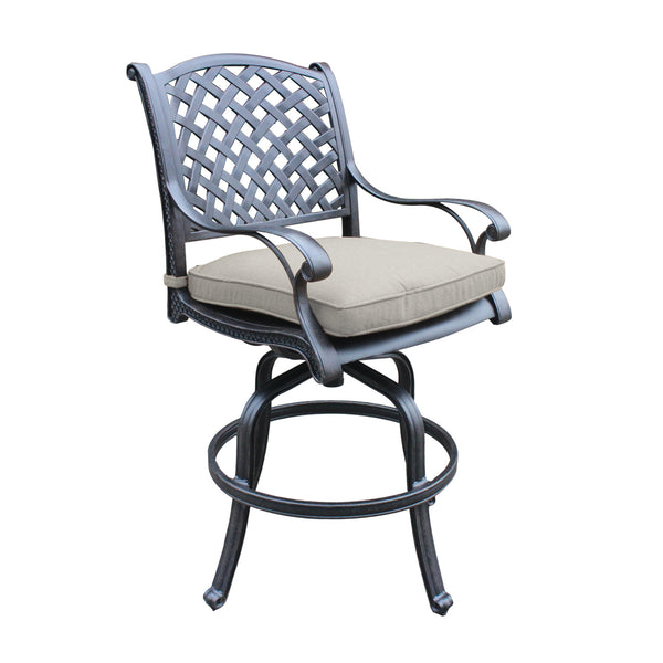 Sparta Cast Aluminum Counter Stool With Cushion, Set of 2