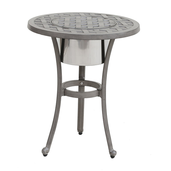 Sparta Outdoor 21-inch Round Bistro Table with Ice Bucket: All-Weather, Rust-Resistant and Durable Bistro Table for Patio, Garden, and Terrace