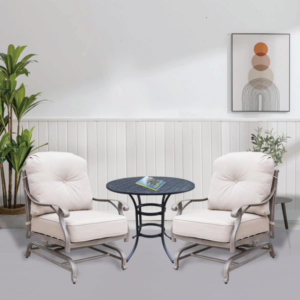 Sparta Stylish Outdoor Patio Aluminum Motion Club Chairs with Cushion: Durable, Weather-Resistant, Comfortable Lounge Chairs for Garden and Outdoor Spaces, Set of 2