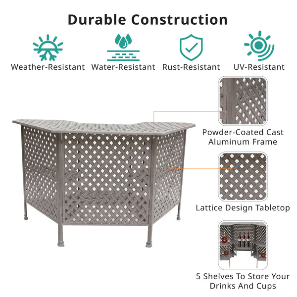 Cast Alumnim Weave Pattern Party Bar Table
