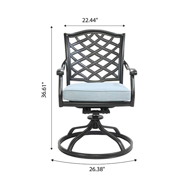 Florence Aluminum 7-Piece Set Rectangle Table, 6 Swivel Chairs
