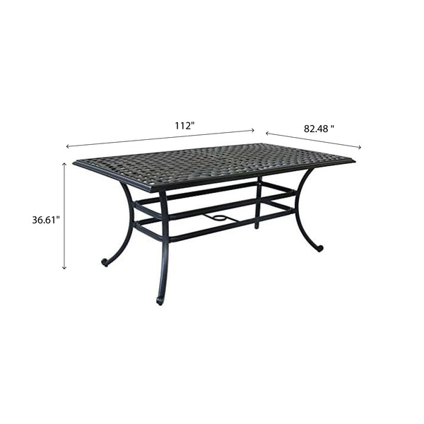Florence Aluminum 7-Piece Set Rectangle Table, 6 Swivel Chairs