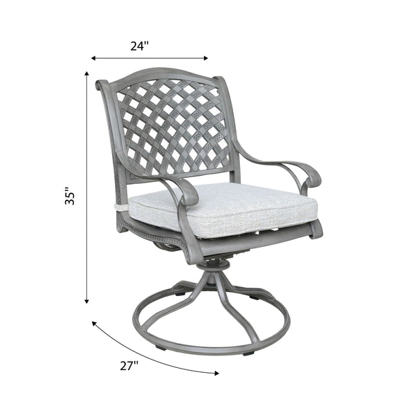 Sparta Outdoor Aluminum Swivel Rocker Dining Chairs with Cushions: Weather-Resistant, Modern, Durable , Comfortable Dining Arm Chairs for Patio, Garden, and Backyard, Set of 2