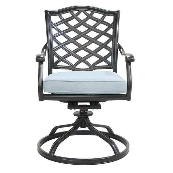 Florence Aluminum Swivel Dining Chairs with Cushion - Modern Design, Durable and All-Weather Armchairs for Outdoor, Patio, and Garden, Set of 2