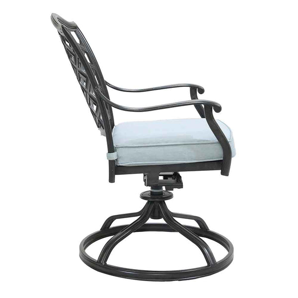 Florence Aluminum Swivel Dining Chairs with Cushion - Modern Design, Durable and All-Weather Armchairs for Outdoor, Patio, and Garden, Set of 2
