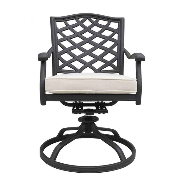 Florence Aluminum Swivel Dining Chairs with Cushion - Modern Design, Durable and All-Weather Armchairs for Outdoor, Patio, and Garden, Set of 2