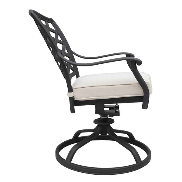 Florence Aluminum Swivel Dining Chairs with Cushion - Modern Design, Durable and All-Weather Armchairs for Outdoor, Patio, and Garden, Set of 2