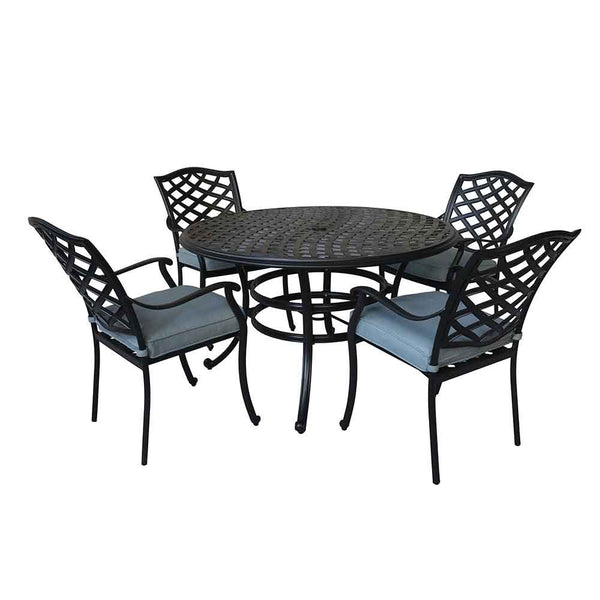 Florence Aluminum 5 Piece Round Dining Set with 4 Arm Chairs