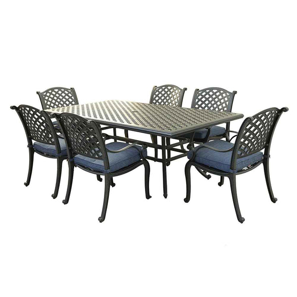 Sparta Stylish Outdoor 7-Piece Aluminum Dining Set with Cushion: Weather-Resistant, Classic, Durable and Comfortable Patio Furniture Set with Armchairs and Rectangle Table