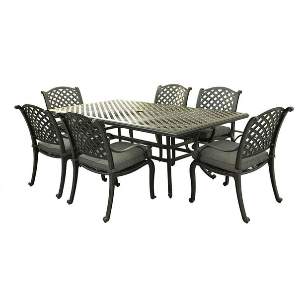 Sparta Stylish Outdoor 7-Piece Aluminum Dining Set with Cushion: Weather-Resistant, Classic, Durable and Comfortable Patio Furniture Set with Armchairs and Rectangle Table