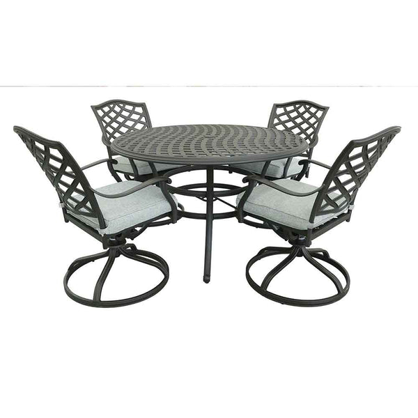 Florence Aluminum 5 Piece Round Dining Set with 4 Swivel Rockers
