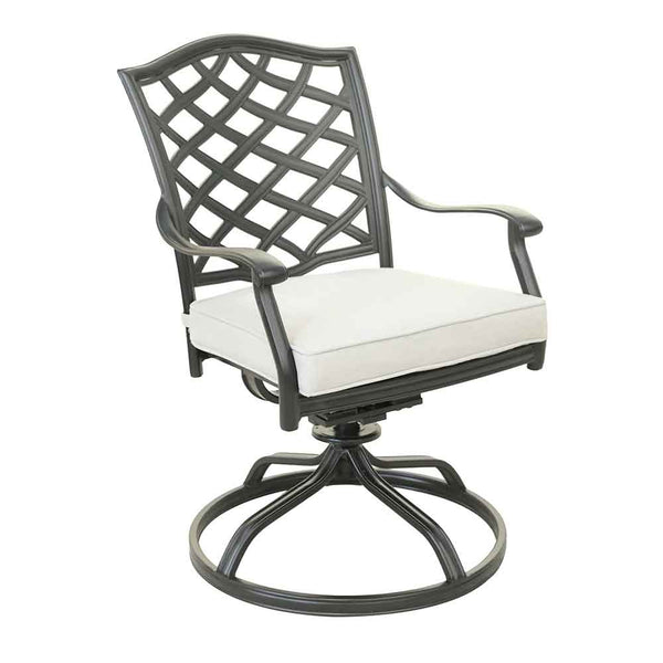Florence Aluminum Swivel Dining Chairs with Cushion - Modern Design, Durable and All-Weather Armchairs for Outdoor, Patio, and Garden, Set of 2
