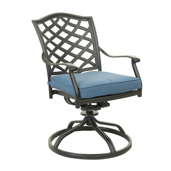Florence Aluminum Swivel Dining Chairs with Cushion - Modern Design, Durable and All-Weather Armchairs for Outdoor, Patio, and Garden, Set of 2
