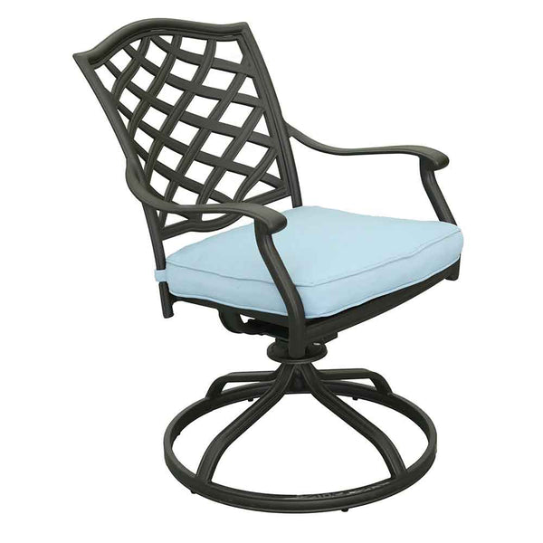Florence Aluminum Swivel Dining Chairs with Cushion - Modern Design, Durable and All-Weather Armchairs for Outdoor, Patio, and Garden, Set of 2
